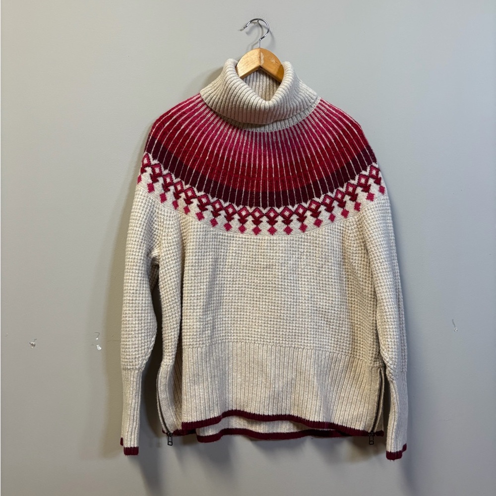L.L.Bean SuperSoft Waffle Sweater Turtleneck Fair Isle XL Plus Size